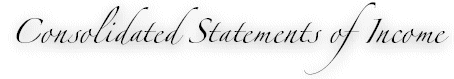 (COSOLIDATED STATEMENTS OF INCOME)